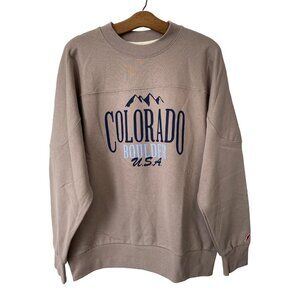 League 91 Colorado Boulder USA Pullover Sweatshirt Mens MED Driftwood Fleece NEW